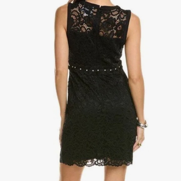 Sam Edelman Size 16 Black Lace Crochet Mini Dress, Crystal Waist design NWT - Picture 5 of 11